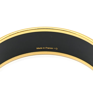 エルメス HERMES ガダルキヴィール エマイユ GM ブラックXホワイト GP 七宝焼き バングル ゴールド金具 ブレスレット 黒 白