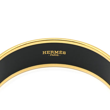 エルメス HERMES ガダルキヴィール エマイユ GM ブラックXホワイト GP 七宝焼き バングル ゴールド金具 ブレスレット 黒 白