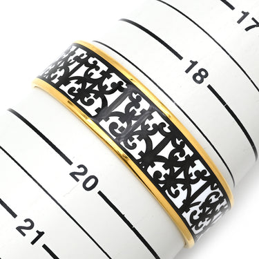 エルメス HERMES ガダルキヴィール エマイユ GM ブラックXホワイト GP 七宝焼き バングル ゴールド金具 ブレスレット 黒 白