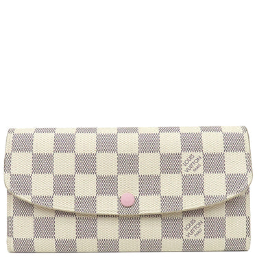 ルイヴィトン LOUIS VUITTON ポルトフォイユ エミリー N41625 ローズバレリーヌ ダミエアズールキャンバス 長財布 ゴールド金具 白 ピンク 二つ折り