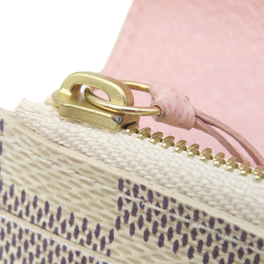 ルイヴィトン LOUIS VUITTON ポルトフォイユ エミリー N41625 ローズバレリーヌ ダミエアズールキャンバス 長財布 ゴールド金具 白 ピンク 二つ折り