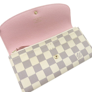 ルイヴィトン LOUIS VUITTON ポルトフォイユ エミリー N41625 ローズバレリーヌ ダミエアズールキャンバス 長財布 ゴールド金具 白 ピンク 二つ折り