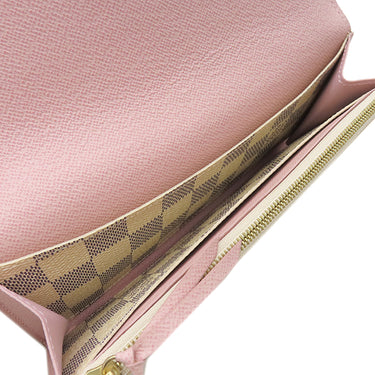 ルイヴィトン LOUIS VUITTON ポルトフォイユ エミリー N41625 ローズバレリーヌ ダミエアズールキャンバス 長財布 ゴールド金具 白 ピンク 二つ折り