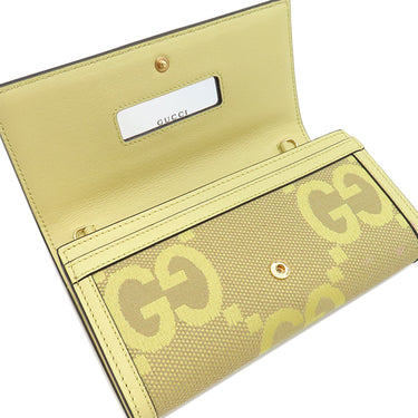 グッチ GUCCI GGジャンボ オフィディア コンチネンタルウォレット 726497 イエロー レザー ジャンボGGキャンバス チェーンウォレット ゴールド金具 黄 ショルダー