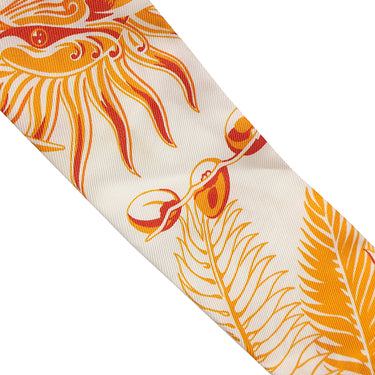 エルメス HERMES ツイリー ホワイト×オレンジ×ブルー シルク スカーフ 【MYTHIQUES PHOENIX COLORIAGE/不死鳥の神話】