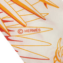 エルメス HERMES ツイリー ホワイト×オレンジ×ブルー シルク スカーフ 【MYTHIQUES PHOENIX COLORIAGE/不死鳥の神話】