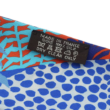 エルメス HERMES ツイリー オレンジ×ブルー×ブラウン シルク スカーフ 【UNDER THE WAVES/アンダー ザ ウェーブ】