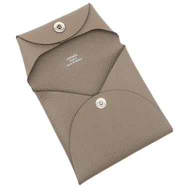 エルメス HERMES バスティア エトゥープ ヴォーエプソン コインケース シルバー金具 グレージュ