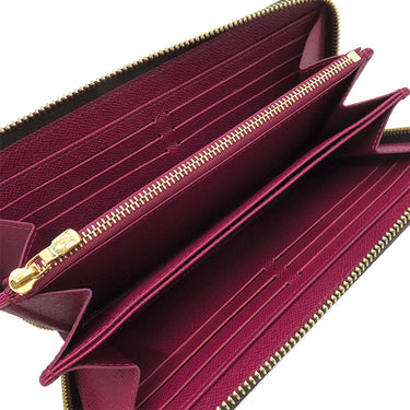 ルイヴィトン LOUIS VUITTON ジッピーウォレット M41895 フューシャ モノグラムキャンバス 長財布 ゴールド金具 茶 ラウンドファスナー