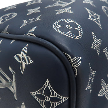 ルイヴィトン LOUIS VUITTON キーポル バンドリエール50 M24953 インクブルー×ホワイト モノグラムシャドウレザー ボストンバッグ マットブラック金具 ネイビー 青 白 鍵・パドロック欠品