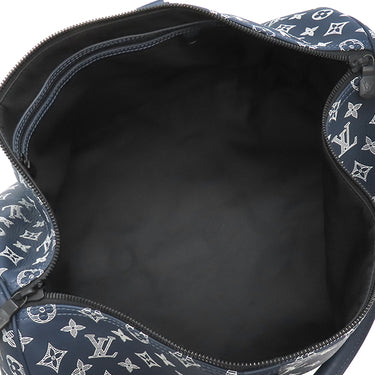 ルイヴィトン LOUIS VUITTON キーポル バンドリエール50 M24953 インクブルー×ホワイト モノグラムシャドウレザー ボストンバッグ マットブラック金具 ネイビー 青 白 鍵・パドロック欠品