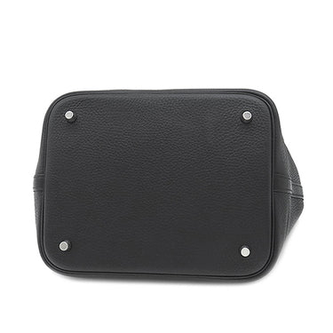 エルメス HERMES ピコタンロックMM ブラック トリヨンクレマンス ハンドバッグ シルバー金具 黒