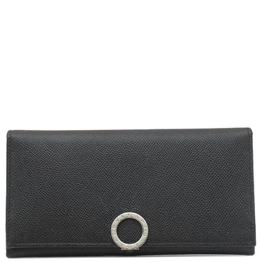 ブルガリ BVLGARI ブルガリブルガリ 30412 ブラック グレインレザー 長財布 シルバー金具 黒 二つ折り