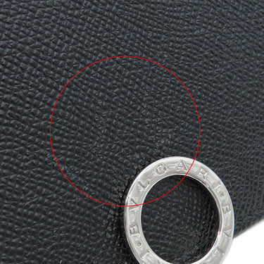 ブルガリ BVLGARI ブルガリブルガリ 30412 ブラック グレインレザー 長財布 シルバー金具 黒 二つ折り