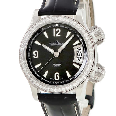 腕時計 ジャガールクルト JAEGER LECOULTRE マスター コンプレッサー レディ 148.8.37 自動巻き レディース 純正ダイヤ デイト ブラック 黒