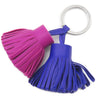 エルメス HERMES カルメン ウノドス ローズパープル×ブルーエレクトリック ラムスキン キーリング シルバー金具 紫 青 フリンジ キーホルダー
