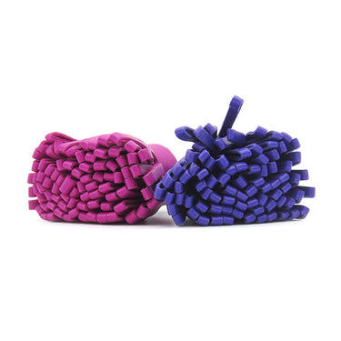 エルメス HERMES カルメン ウノドス ローズパープル×ブルーエレクトリック ラムスキン キーリング シルバー金具 紫 青 フリンジ キーホルダー