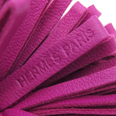 エルメス HERMES カルメン ウノドス ローズパープル×ブルーエレクトリック ラムスキン キーリング シルバー金具 紫 青 フリンジ キーホルダー