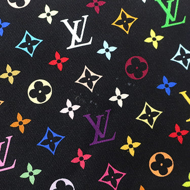ルイヴィトン LOUIS VUITTON LV × TM モノグラムマルチカラー M71914 ブラック×マルチカラー シルク スカーフ 黒 村上隆