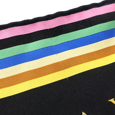 ルイヴィトン LOUIS VUITTON LV × TM モノグラムマルチカラー M71914 ブラック×マルチカラー シルク スカーフ 黒 村上隆