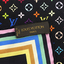 ルイヴィトン LOUIS VUITTON LV × TM モノグラムマルチカラー M71914 ブラック×マルチカラー シルク スカーフ 黒 村上隆