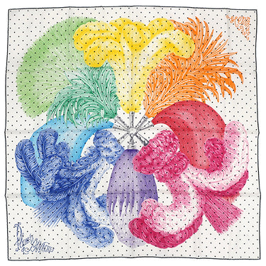 エルメス HERMES カレ90 CARRE ホワイト×ヴェール×マルチカラー シルク スカーフ 【PLUMETS ET PANACHES/羽根と羽飾り】