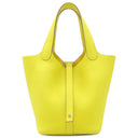 エルメス HERMES ピコタンロックPM ライム トリヨンクレマンス ハンドバッグ シルバー金具 黄色