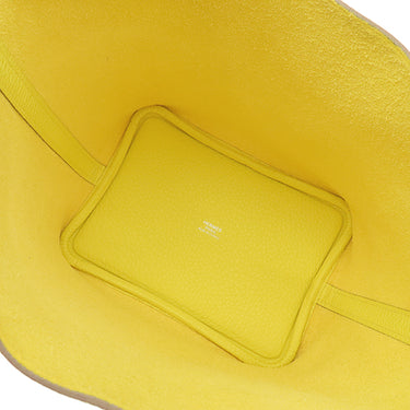 エルメス HERMES ピコタンロックPM ライム トリヨンクレマンス ハンドバッグ シルバー金具 黄色