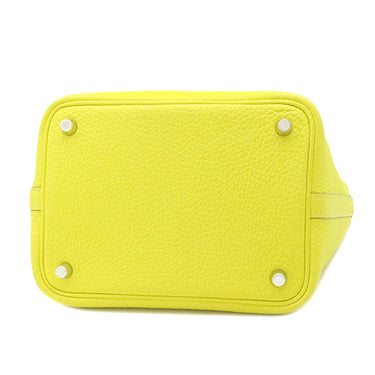 エルメス HERMES ピコタンロックPM ライム トリヨンクレマンス ハンドバッグ シルバー金具 黄色