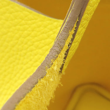 エルメス HERMES ピコタンロックPM ライム トリヨンクレマンス ハンドバッグ シルバー金具 黄色