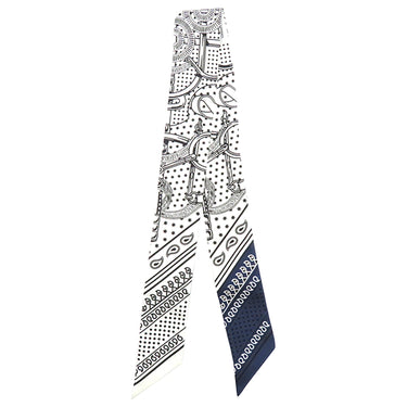 エルメス HERMES ツイリー ホワイト×マリン×ブラック シルク スカーフ 【EPERON D'OR BANDANA/エプロン ドール】
