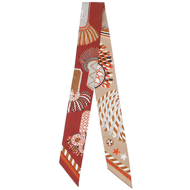 エルメス HERMES ツイリー ベージュ×テラコッ×オレンジ シルク スカーフ 【EPAULETTES DE GALA/式典肩章】