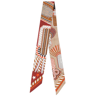 エルメス HERMES ツイリー ベージュ×テラコッ×オレンジ シルク スカーフ 【EPAULETTES DE GALA/式典肩章】