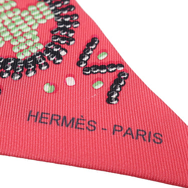 エルメス HERMES ツイリー ローズ×ヴェール×ブラック シルク スカーフ 【KELLY EN PERLES/ケリーアンペルル】