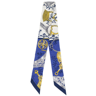 エルメス HERMES ツイリー マリン×ホワイト シルク スカーフ 【ETRIERS REMIX/鎧 リミックス】