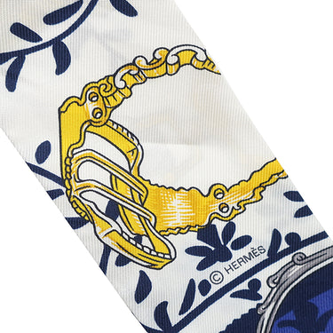 エルメス HERMES ツイリー マリン×ホワイト シルク スカーフ 【ETRIERS REMIX/鎧 リミックス】
