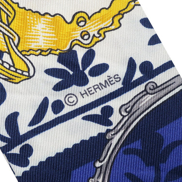 エルメス HERMES ツイリー マリン×ホワイト シルク スカーフ 【ETRIERS REMIX/鎧 リミックス】