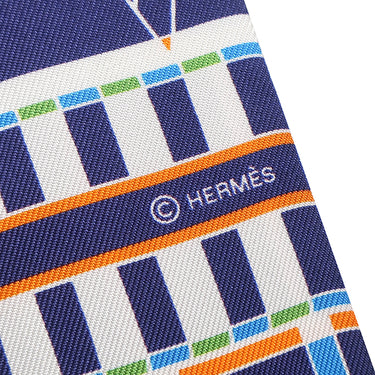 エルメス HERMES ツイリー インディゴ×ローズ×マルチカラー シルク スカーフ 【VOLTES ET PIROUETTES/ヴォルト エ ピルエット】