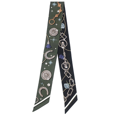 エルメス HERMES ツイリー カーキフォンセ×ホワイト×ブラック シルク スカーフ 【C'est la Fete/セ ラ フェット】