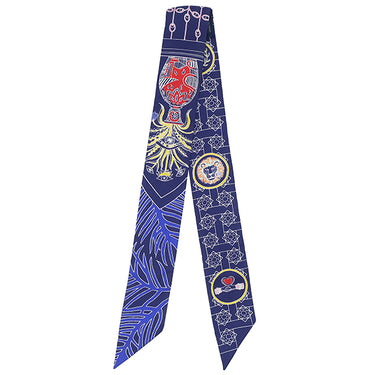 エルメス HERMES ツイリー ブルーインディゴ×ジョーヌ×マルチカラー シルク スカーフ 【LA DANSE DES AMAZONES/アマゾンのダンス】