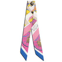 エルメス HERMES ツイリー ローズ×ブルー×ブラック シルク スカーフ 【SPRINGS SPRINGS BAGUETTE/スプリング スプリング バゲット】