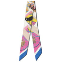 エルメス HERMES ツイリー ローズ×ブルー×ブラック シルク スカーフ 【SPRINGS SPRINGS BAGUETTE/スプリング スプリング バゲット】