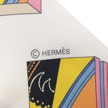 エルメス HERMES ツイリー ローズ×ブルー×ブラック シルク スカーフ 【SPRINGS SPRINGS BAGUETTE/スプリング スプリング バゲット】