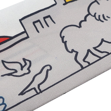 エルメス HERMES ツイリー グリペール×ブルー×ジョーヌ シルク スカーフ 【LES CHIENS PARISIENS/パリジャンの犬】