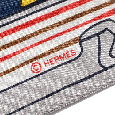 エルメス HERMES ツイリー グリペール×ブルー×ジョーヌ シルク スカーフ 【LES CHIENS PARISIENS/パリジャンの犬】