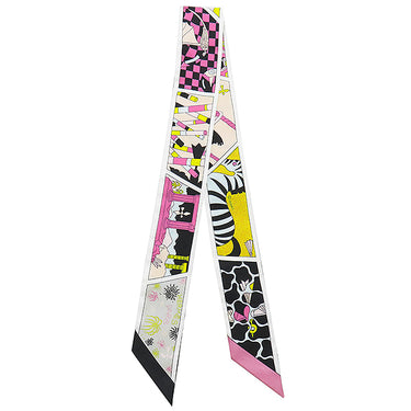 エルメス HERMES ツイリー ブラック×ローズ×ジョーヌ シルク スカーフ 新品 未使用【FACTORY SUITE/ファクトリー スーツ】