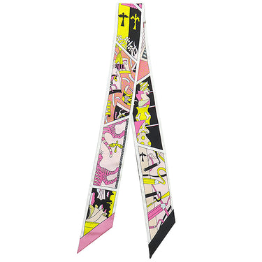 エルメス HERMES ツイリー ブラック×ローズ×ジョーヌ シルク スカーフ 新品 未使用【FACTORY SUITE/ファクトリー スーツ】