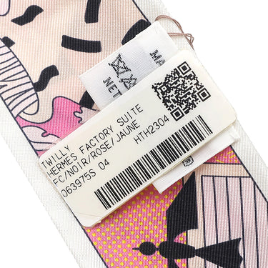 エルメス HERMES ツイリー ブラック×ローズ×ジョーヌ シルク スカーフ 新品 未使用【FACTORY SUITE/ファクトリー スーツ】