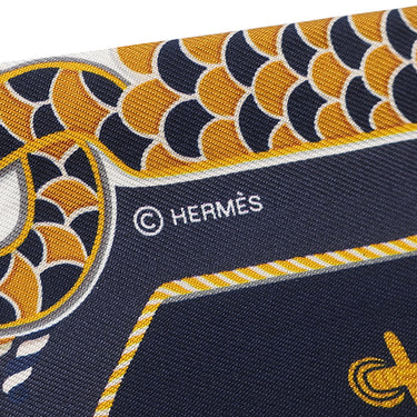 エルメス HERMES ツイリー マリン×ゴールド×ホワイト シルク スカーフ 【EPAULETTES DE GALA/式典肩章】