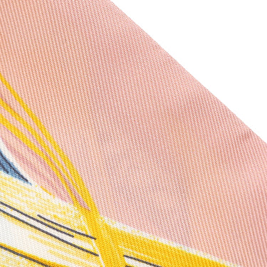 エルメス HERMES ツイリー ローズ プードル×ジョーヌ シルク スカーフ 【CAVALCADES/騎馬行進】